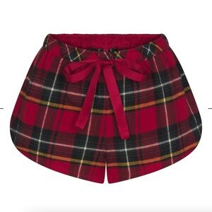 SKIMS Flannel sleep shorts - Brick Holiday plaid